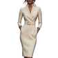 👗Seasonal Style - High-Density Suiting Midi Dress – Elegant Drape & Slimming Effect for Modern Women