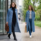 🧥New Arrivals - Classic Button-Front Denim Coat – Extended Length Design & Durable Fabric for All-Season Layering
