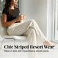 Women's Striped Drawstring Wide-Leg Pants