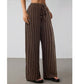 Women's Striped Drawstring Wide-Leg Pants