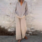 👚Seasonal Style - Long Sleeve Top & Wide-Leg Pants – High-Rise Waistband & Elegant Drape for Office or Weekend