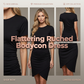 Trending Now⭐👗 Ruched Bodycon Dress with Asymmetric Hem – Side Ruched Detail & Slimming Fit for Effortless Style