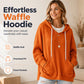 👚Seasonal Style - Hooded Waffle Sweatshirt with Reinforced Drawstring – Versatile Layer for Any Casual Occasion