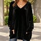 ☀️👚Seasonal Style - V-Neck Velvet Blouse with Long Sleeves – Cozy Warmth & Sophisticated Shine for Cooler Days