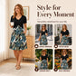 Women's V Neck Short Sleeve Midi Dress