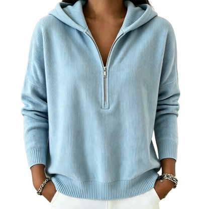 👚Seasonal Style - Zip Neck Hooded Sweatshirt – Easy Pull-On Style & All-Day Comfort for Any Look
