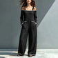 Women's Off Shoulder Contrast Trim Jumpsuit
