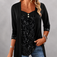✨👚New Arrivals - Mock Layered Top with Sequin Detail – Eye-Catching Shine & Versatile Wear for Any Occasion