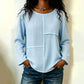 Bestseller🏆👚 Textured Patchwork Crewneck – Timeless Silhouette & Effortless Style for Every Look