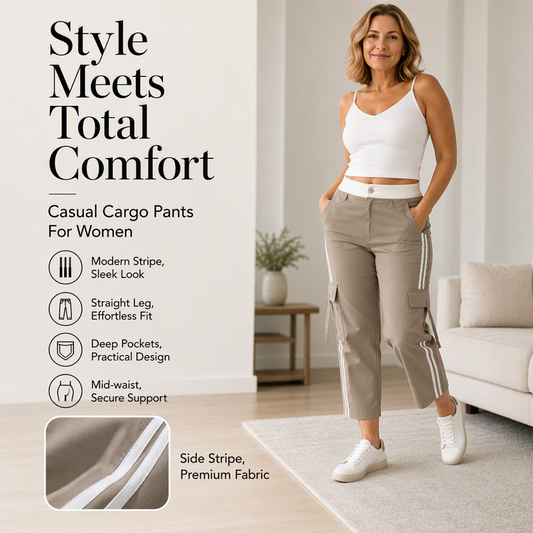 ☀️👖Seasonal Style - Side-Stripe Cargo Capris – Relaxed Fit & Sporty Edge for Everyday Outings