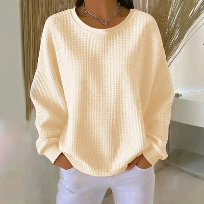 👚Seasonal Style - Waffle Texture Sweatshirt – Easy Breezy Fit & Classic Style for Any Casual Look