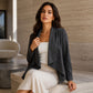 Women's Faux Suede Draped Cardigan