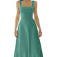 Women's Sleeveless Square Neck Dress with Back Tie