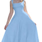 Women's Sleeveless Square Neck Dress with Back Tie