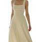 Women's Sleeveless Square Neck Dress with Back Tie