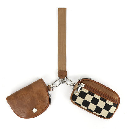 Women's Chic Checkerboard Wristlet Bag