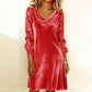 Women's Elegant Draped Neck Sequin Sleeve Dress
