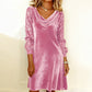 Women's Elegant Draped Neck Sequin Sleeve Dress
