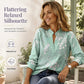 Women's Printed V-Neck Long Sleeve Pullover Casual Top