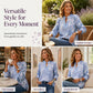 Women's Printed V-Neck Long Sleeve Pullover Casual Top
