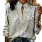 Women's Printed V-Neck Long Sleeve Pullover Casual Top