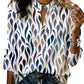 Women's Printed V-Neck Long Sleeve Pullover Casual Top