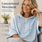 Women Loose Striped Hooded Pullover Casual 3/4 Sleeve Hoodie