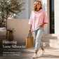 Women Loose Striped Hooded Pullover Casual 3/4 Sleeve Hoodie