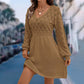 Must-Have🔥👗 High-Waist A-Line Knit Dress – Flattering V-Neck & Breathable Blend for Day-to-Night Wear