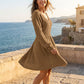 Must-Have🔥👗 High-Waist A-Line Knit Dress – Flattering V-Neck & Breathable Blend for Day-to-Night Wear