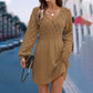 Must-Have🔥👗 High-Waist A-Line Knit Dress – Flattering V-Neck & Breathable Blend for Day-to-Night Wear