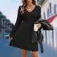 Must-Have🔥👗 High-Waist A-Line Knit Dress – Flattering V-Neck & Breathable Blend for Day-to-Night Wear
