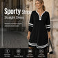Women's Casual Striped Half-Zip Long Sleeve Dress