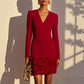Women's Elegant V-Neck Long Sleeve Dress