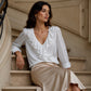 👚Seasonal Style - V-Neck Ruffle Blouse – Lightweight Comfort & Feminine Charm for Everyday Looks