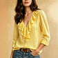 👚Seasonal Style - V-Neck Ruffle Blouse – Lightweight Comfort & Feminine Charm for Everyday Looks