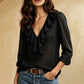 👚Seasonal Style - V-Neck Ruffle Blouse – Lightweight Comfort & Feminine Charm for Everyday Looks