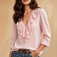 👚Seasonal Style - V-Neck Ruffle Blouse – Lightweight Comfort & Feminine Charm for Everyday Looks