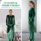☀️👚Seasonal Style - Pullover & Wide-Leg Velvet Set – Functional Side Pockets & Relaxed Fit for All-Day Wear