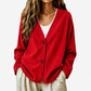 Women's V-Neck Corduroy Knit Cardigan