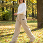 Women's Corduroy Wide-Leg Pants with Drawstring