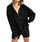 👚Seasonal Style - Button-Front Hooded Pullover – Roomy Cut & Side Slits for Unrestricted Movement All Day