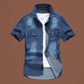 Men's Casual Denim Short Sleeve Shirt