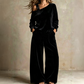 👚Seasonal Style - Off-Shoulder Top & Wide-Leg Pants – Elegant Drape & Comfortable Fit for Warm-Weather Days