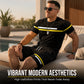 🏃‍♀️👕New Arrivals - Matching Tee & Shorts Set with Contrast Stripes – Breathable Comfort & Easy Fit for Active or Relaxed Days