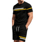 🏃‍♀️👕New Arrivals - Matching Tee & Shorts Set with Contrast Stripes – Breathable Comfort & Easy Fit for Active or Relaxed Days