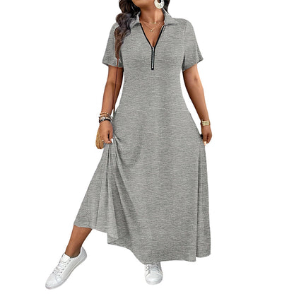 👗New Arrivals - Plus Size Long Dress with Adjustable Zipper Neck – Soft Comfort & Easy Pairing for Any Casual Occasion