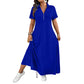 Women's Casual Solid Color Zipper Maxi Dress