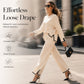 👚New Arrivals - Top & Wide-Leg Trousers Set – Contrast Drawstring Details & Versatile Pockets for Coffee Runs or Lounging