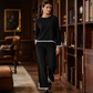 👚New Arrivals - Top & Wide-Leg Trousers Set – Contrast Drawstring Details & Versatile Pockets for Coffee Runs or Lounging